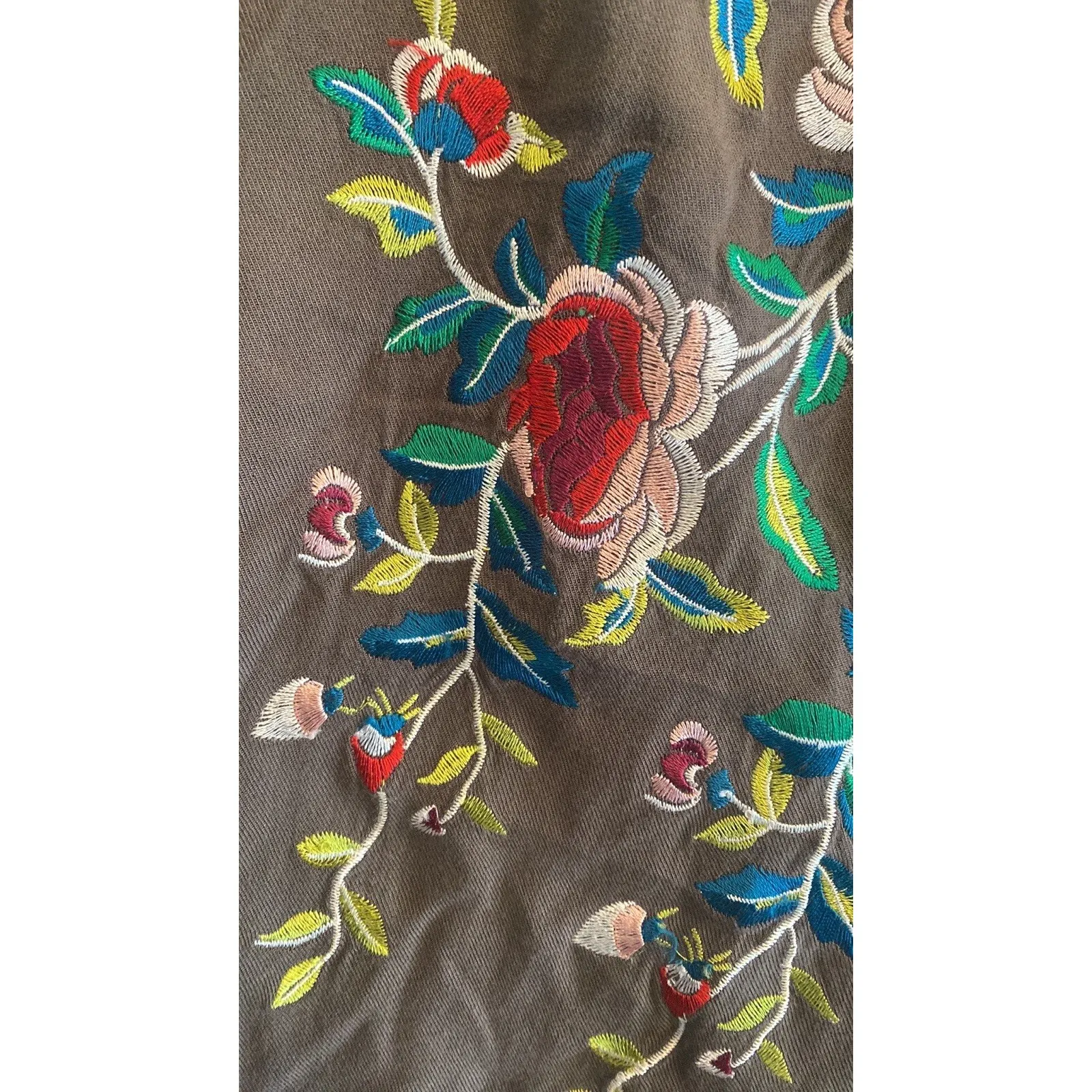 Entro Womens Small Brown Long‎ Sleeve Embroidered Back Boho - Image 3