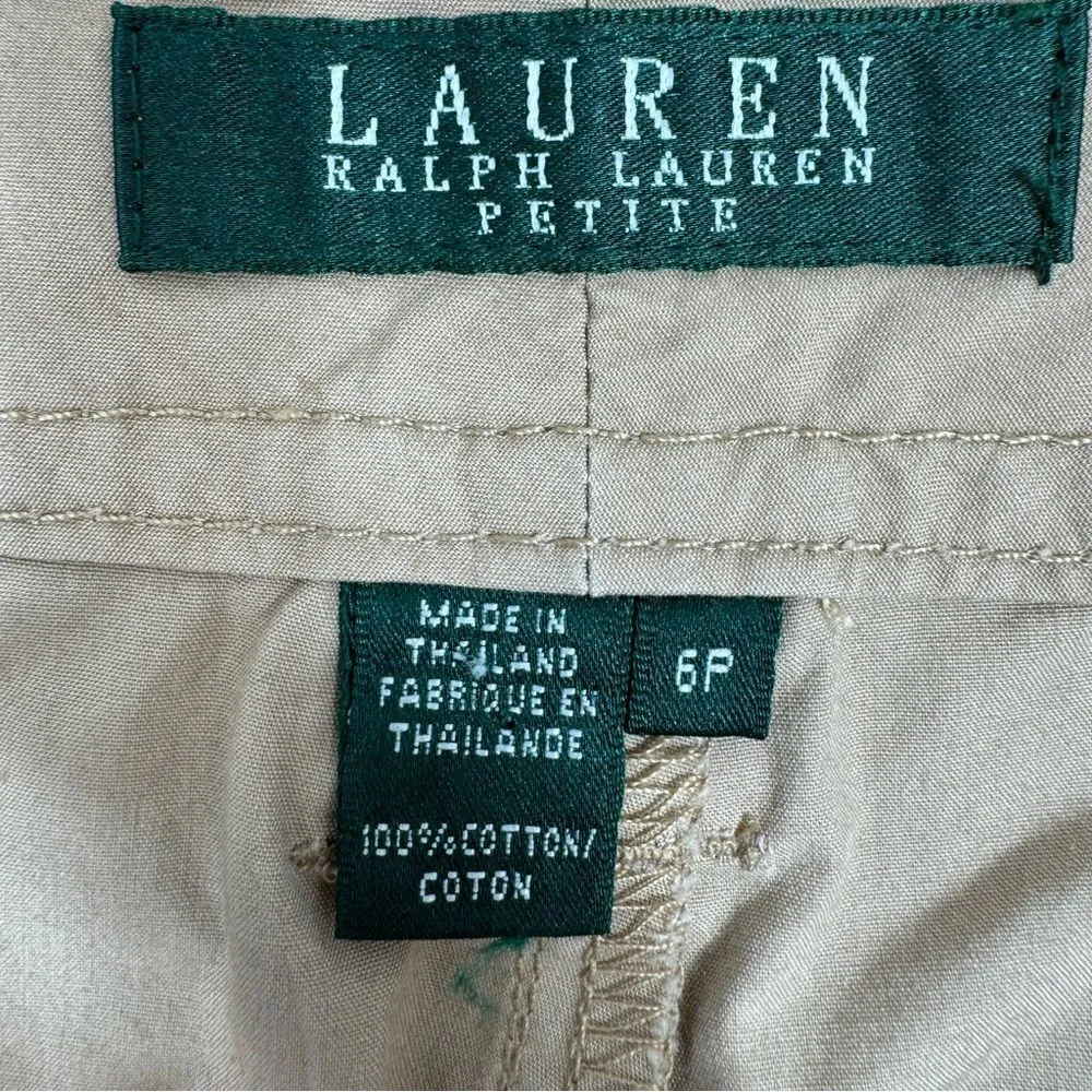 Lauren‎ Ralph Lauren Petite Wide Leg Capri Pants Tan 6P Culottes - Image 7