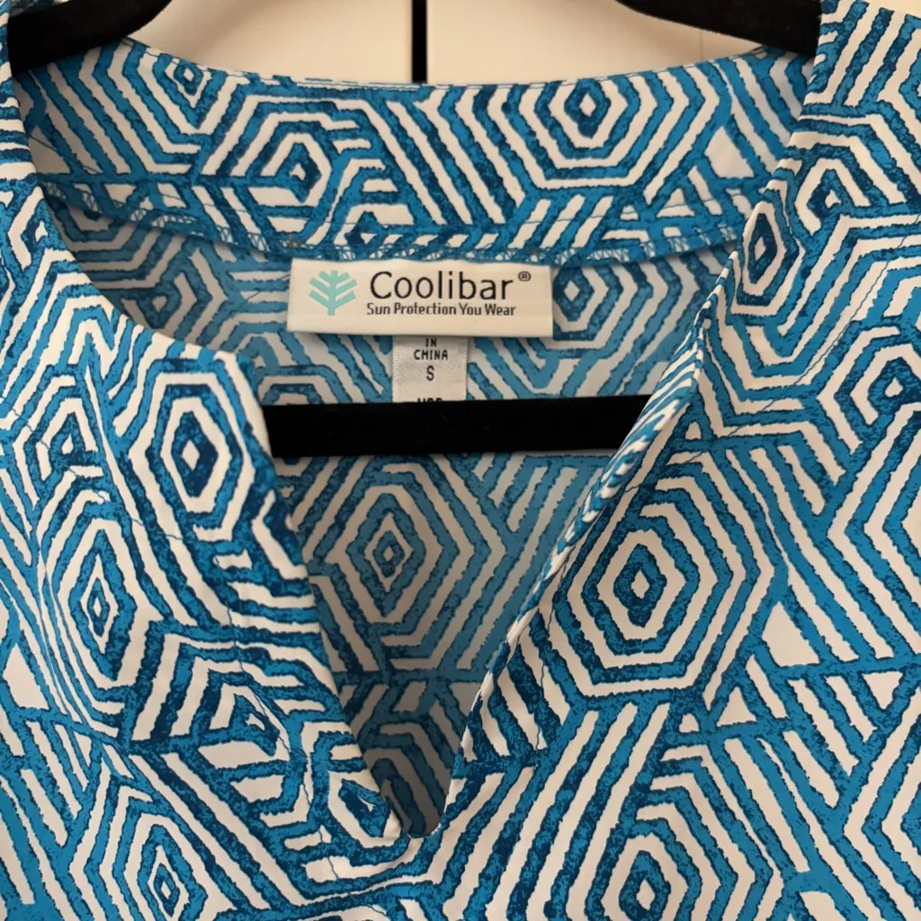 Coolibar Oceanside Tunic Dress Size Small UPF +50 Sun Protection Vacation Resort Blue - Image 3