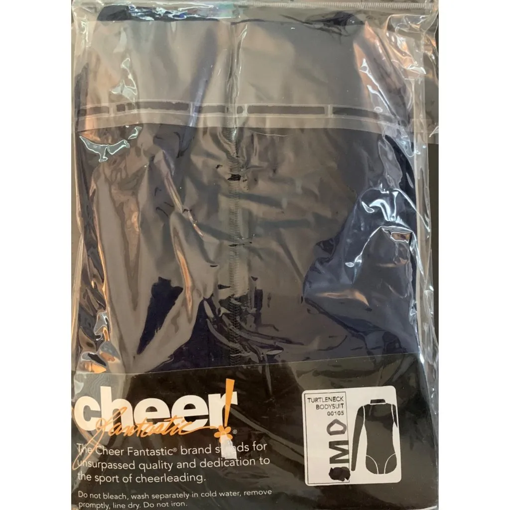 Cheer Fantastic Long Sleeve Bodysuit Leotard Mockneck Zip Back M Navy Blue Size M - Image 6