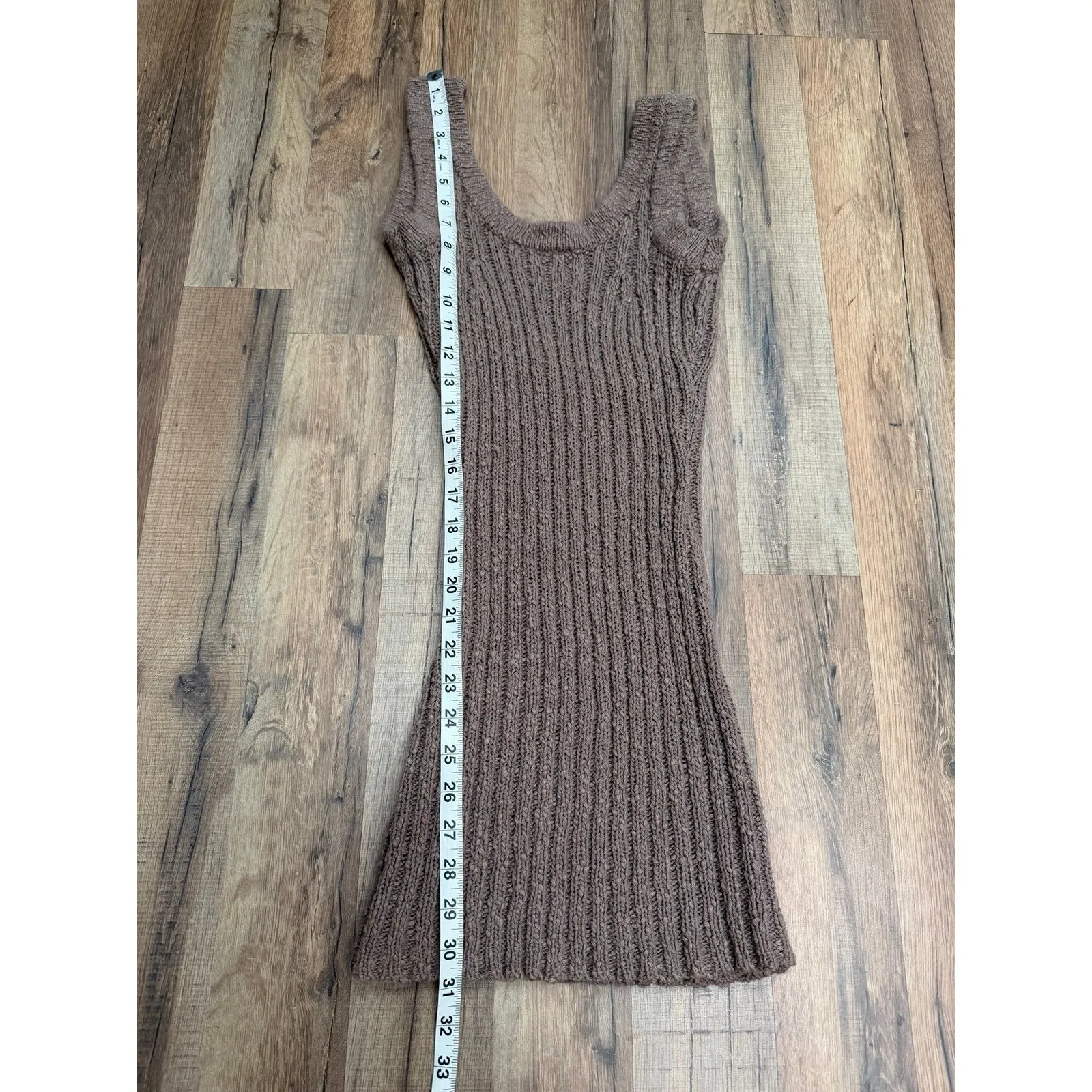 Bayse Lucia Knit Mini Dress Taupe 100% Cotton Ribbed‎ Scoop Back XS/S Size 0 - Image 7