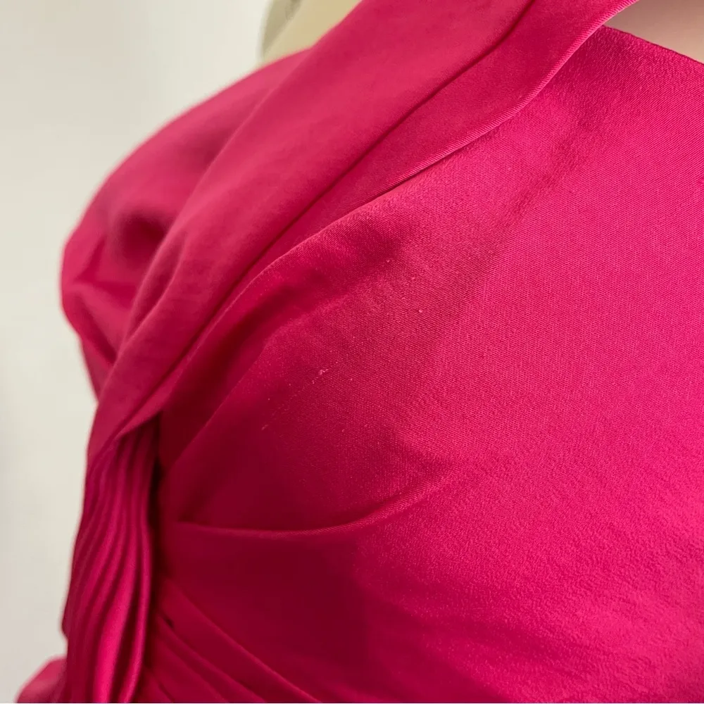 Dress One Shoulder Cocktail Pink Begonia Front Bow Sz 6 Mini Palais - Image 9