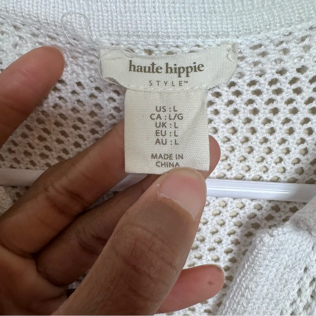 Haute Hippie Open Knit Collared Coverup Dress - Image 3