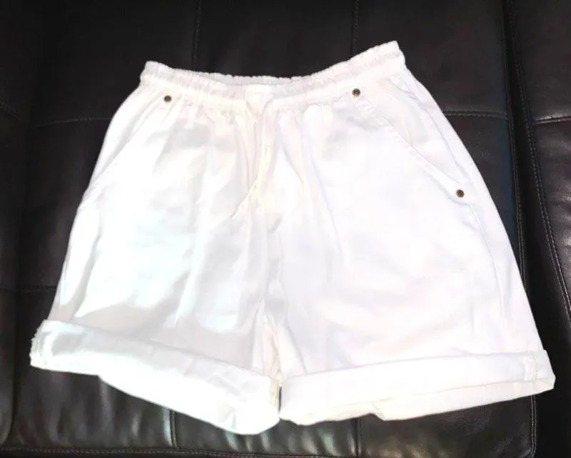 Vintage Highwaisted Elastic Shorts White Size 6 - Image 6