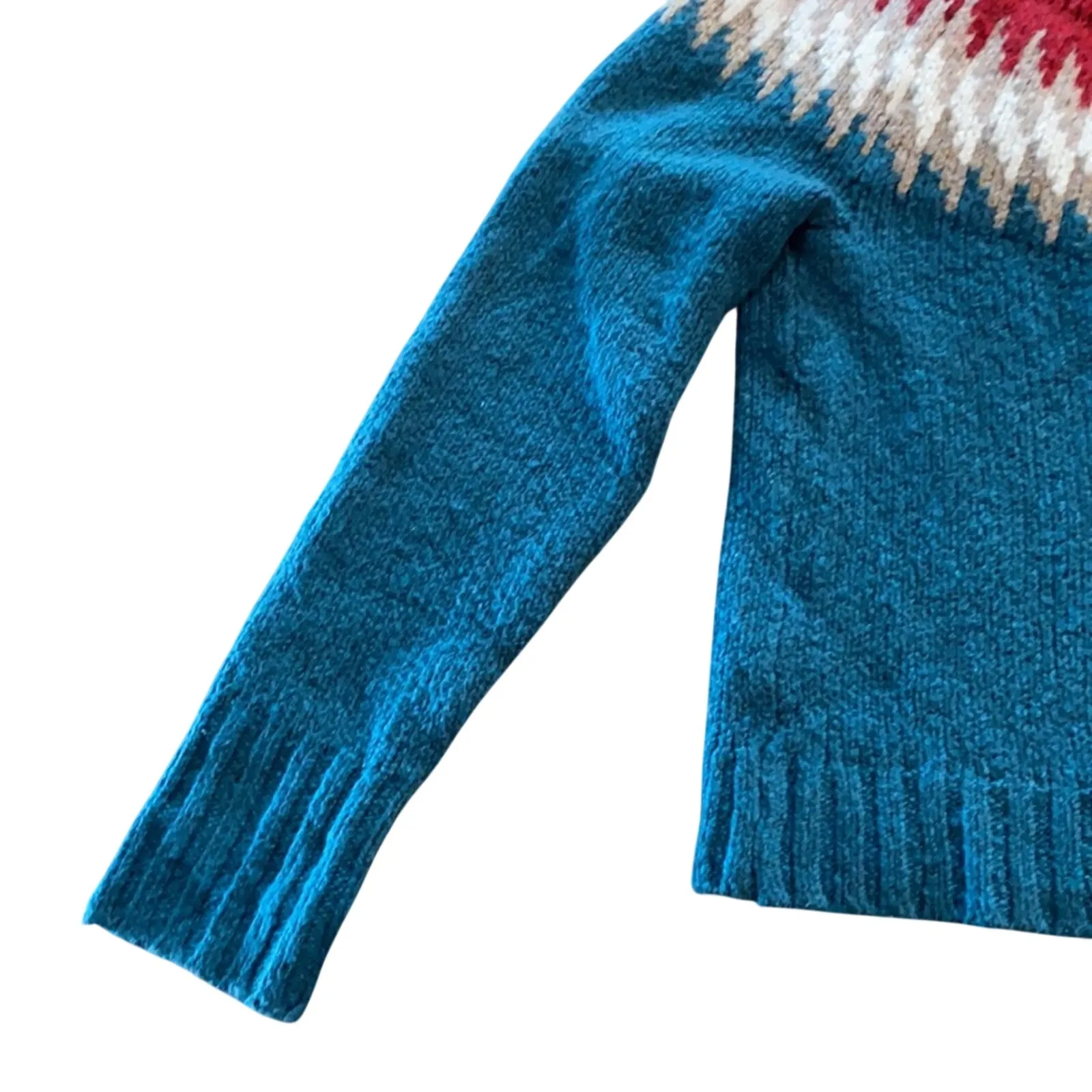 American Eagle fair isle mock neck plush sweater bohemian cozy retro soft sz S - Image 4