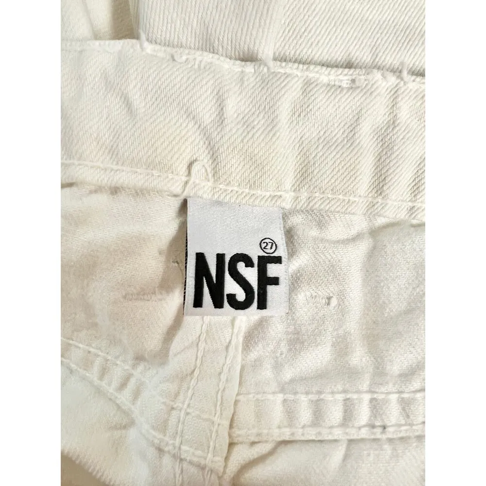 NSF 100% Cotton High Waisted Cropped Wide Leg Jeans White Women's Size 27 - Image 3