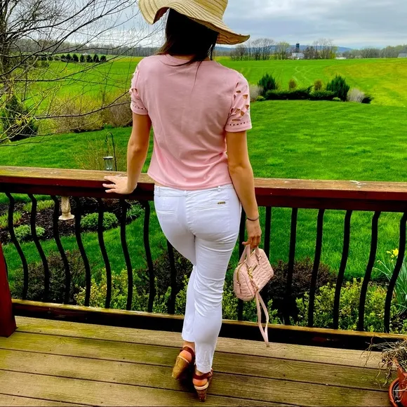 Micheal Kors White Chino Low Rise Skinny Pant 2 - Image 2