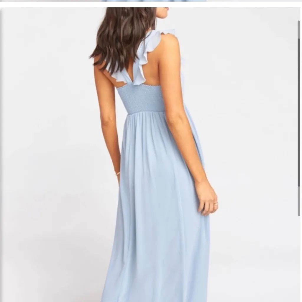 Show Me Your MuMu June Ruffled Strap Maxi Dress – Steel Blue, XXS NWT - Image 2