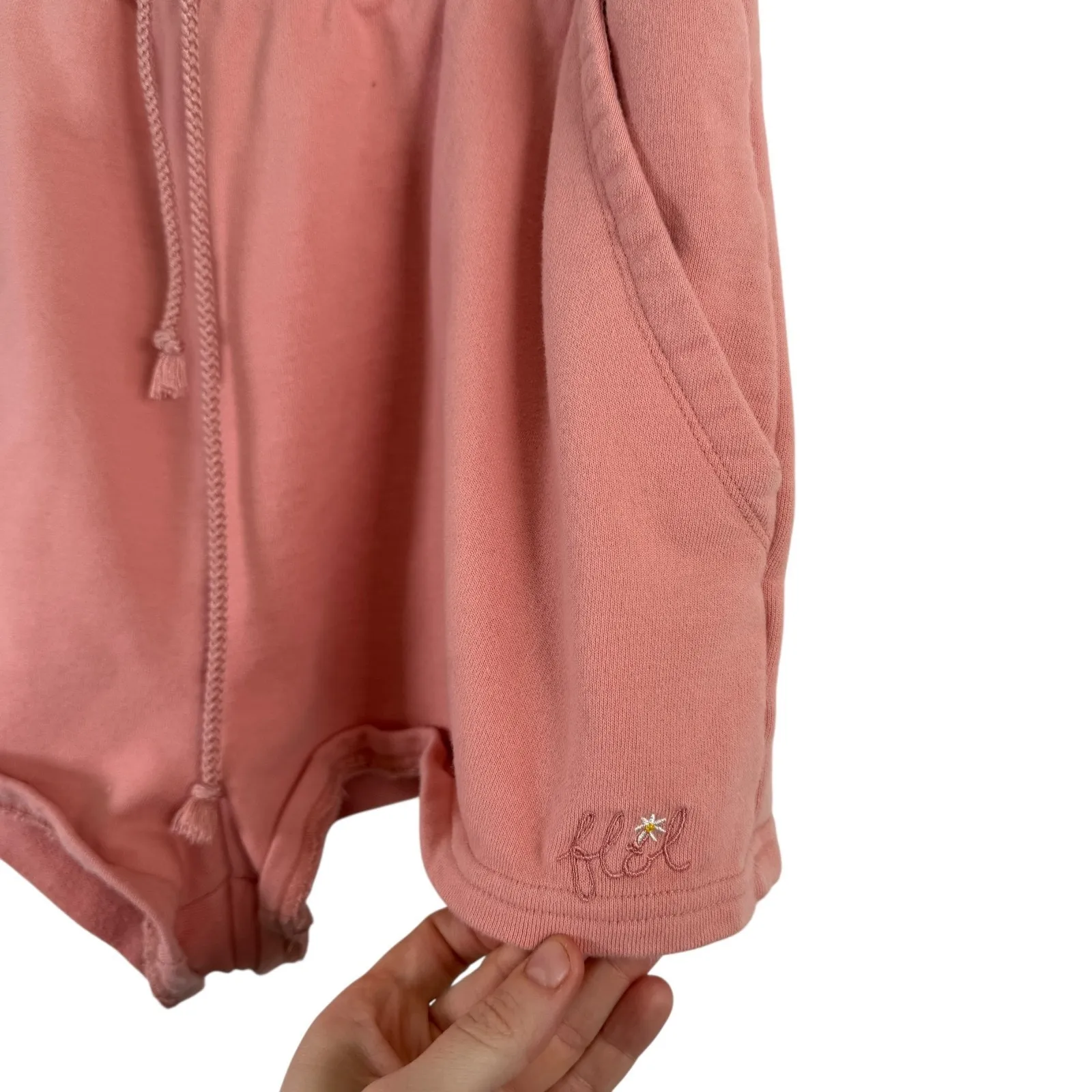 For Love & Lemons Morgan Sweat Shorts Terry Cotton Salmon Pink Womens XL - Image 3