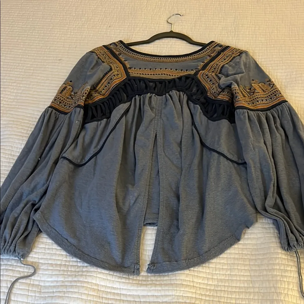 Free People Blouse with Embroidered Details - Image 6