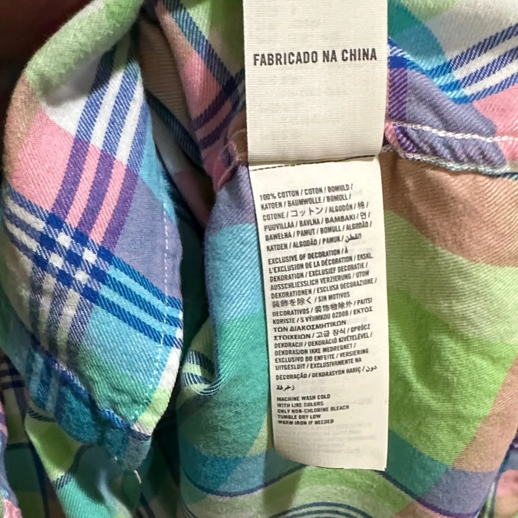 Abercrombie & Fitch Women's Maria Plaid Flannel Shirt Top Easy Fit Size Small Green - Image 3