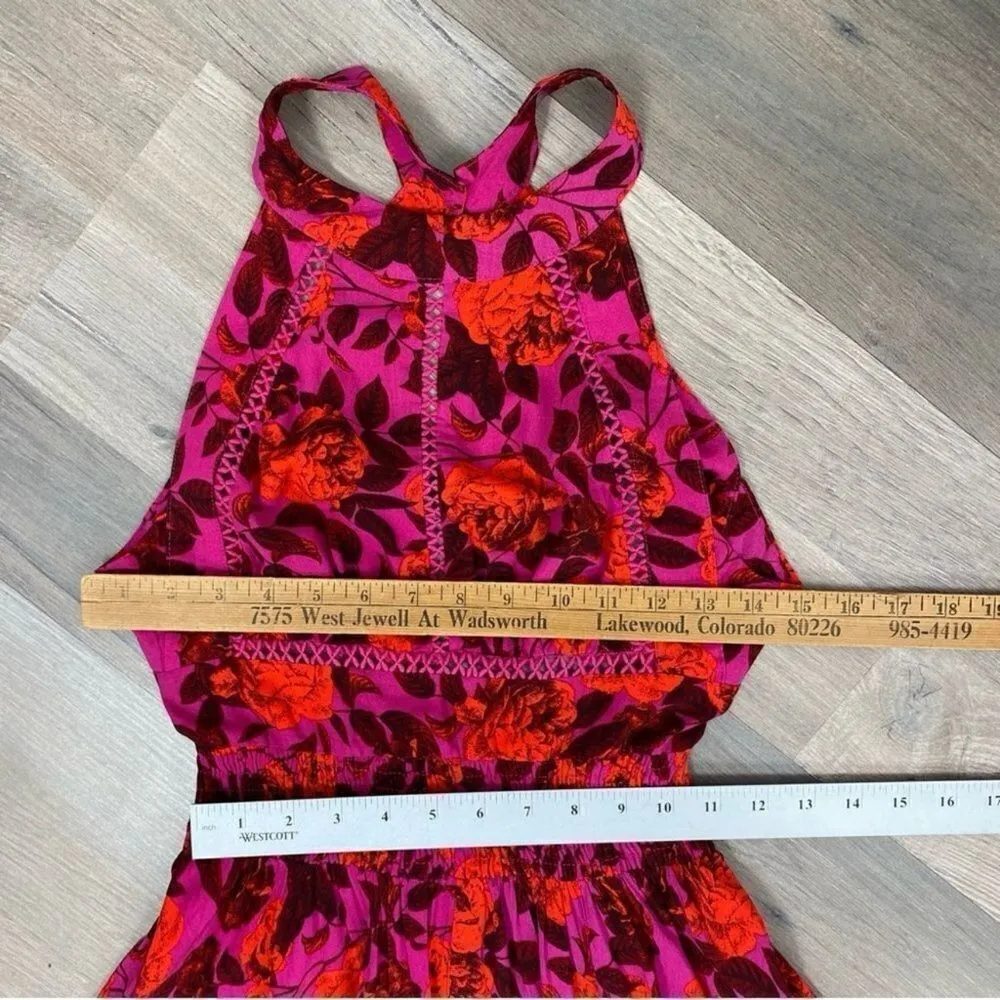 Abel The Label Tropical Floral Charlotte Halter Boho Maxi Dress Purple Pink XS - Image 13