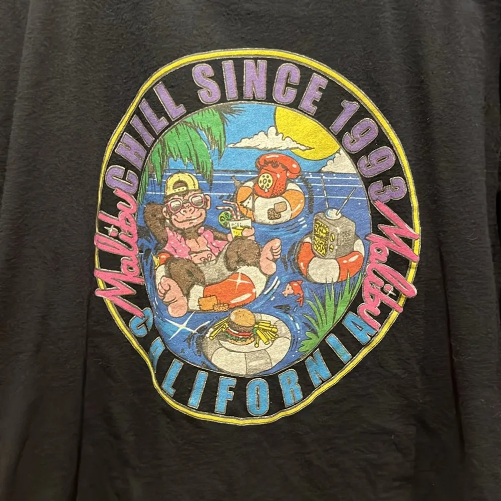 Brandy Melville Navy Blue Malibu California Retro look Long Sleeve T Shirt - Image 3