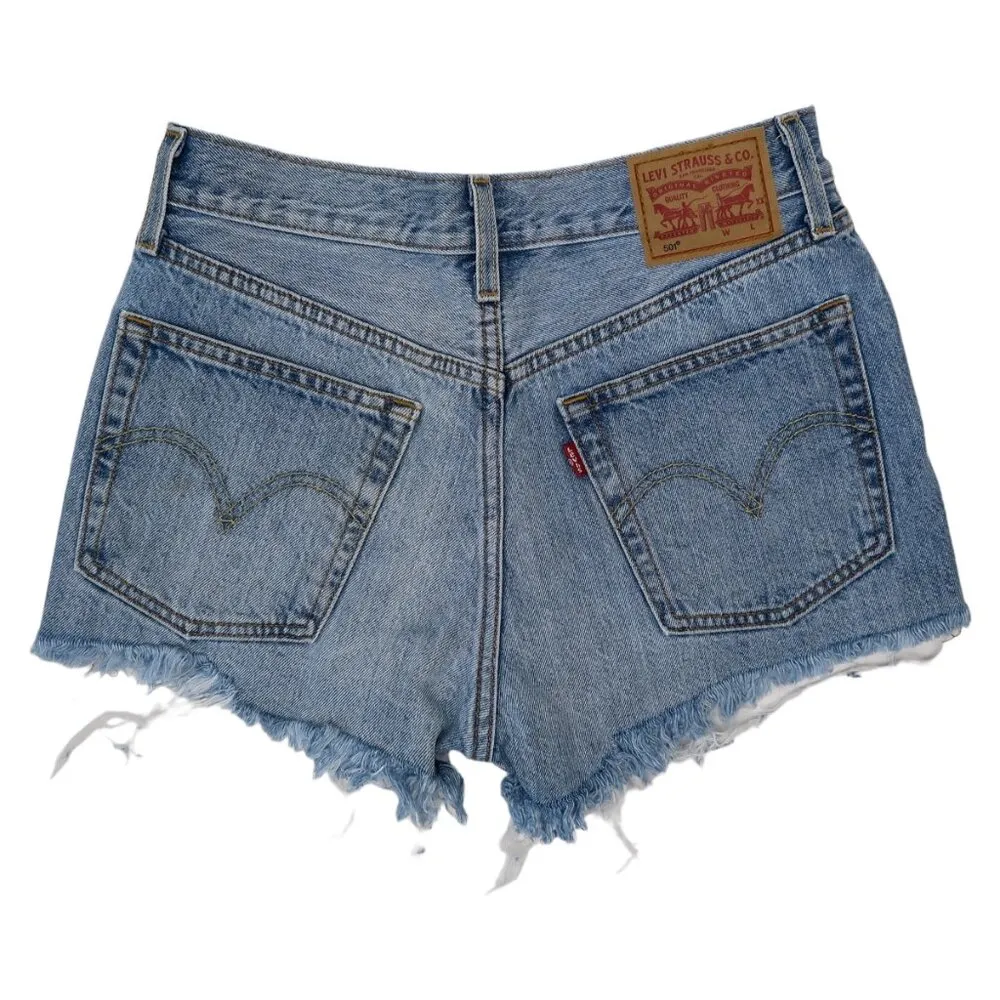 Levi's Levi’s 501 High Waisted Original Denim Shorts - Light Wash Blue - Image 3