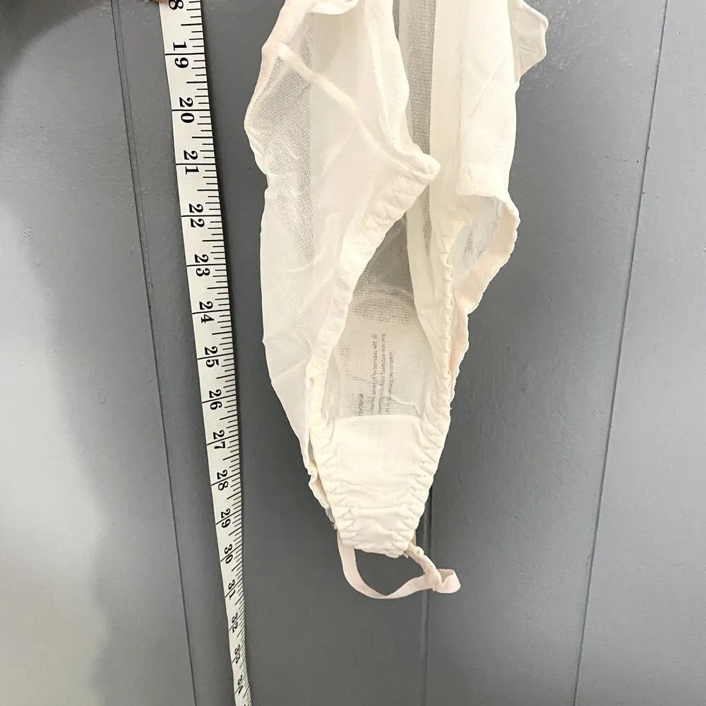 NEW Free People HAH La Creme Key to UR Heart Mesh Lace Ruffle Boho Bodysuit L - Image 3