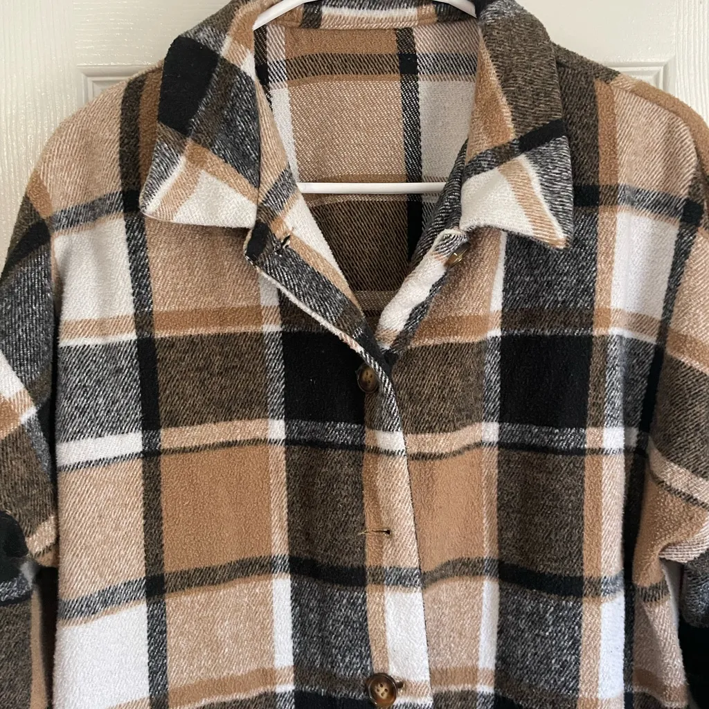 Plaid Boho, Preppy Fleece Flannel Jacket - Image 2