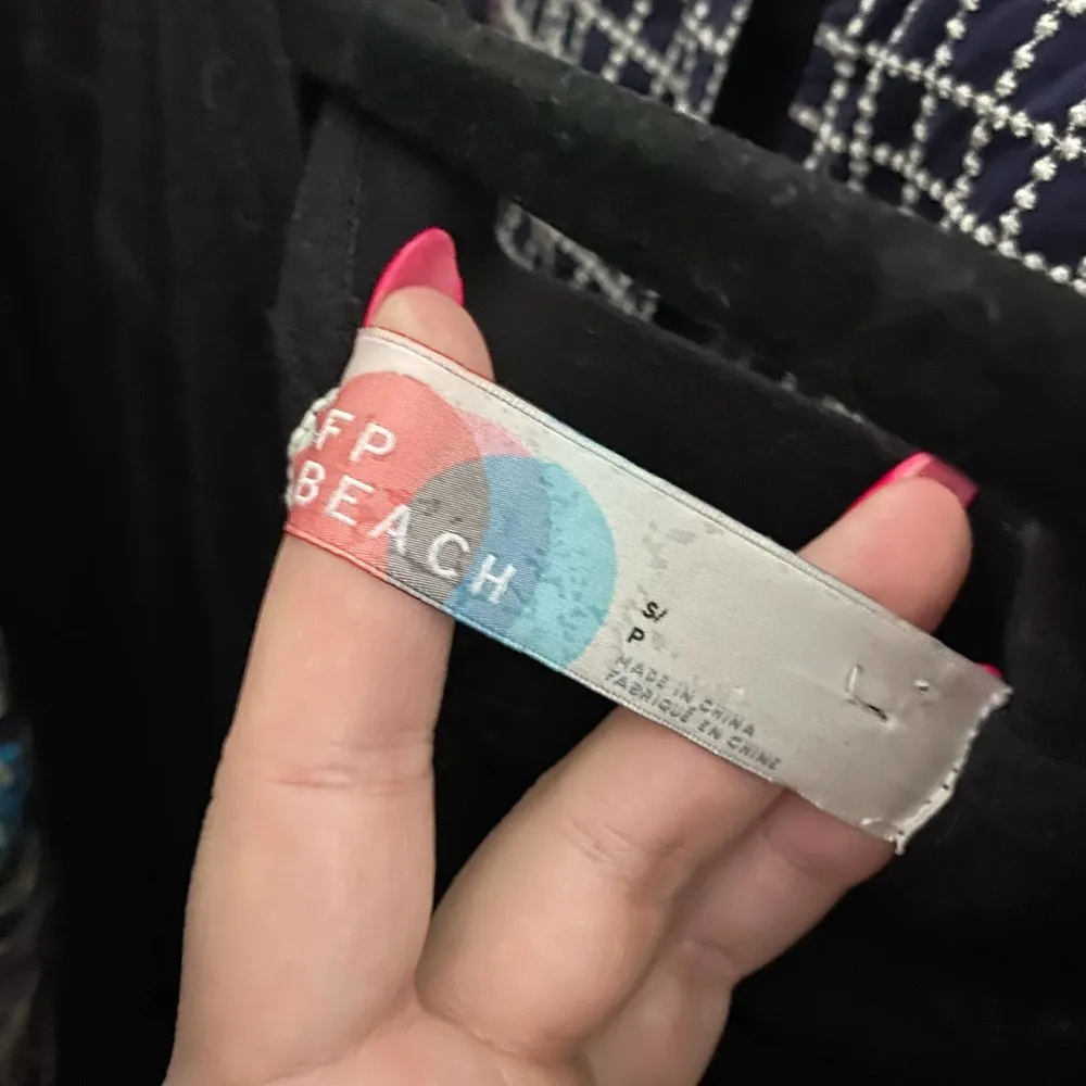 FP Beach Tiered Long Sleeve Maxi Dress with Slit Black Size Small - Image 2