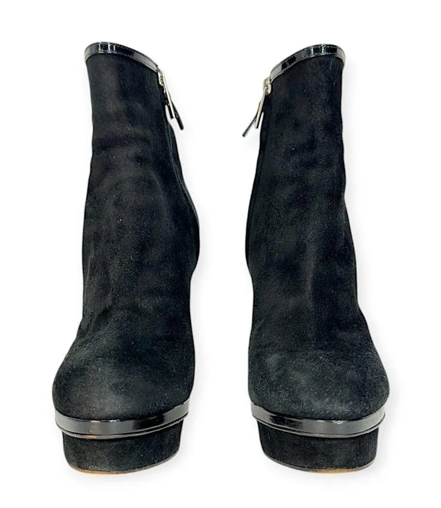 Yves Saint Laurent | 39 | YSL Black Suede Leather Stiletto Heel Platform Bootie Size 9 - Image 10