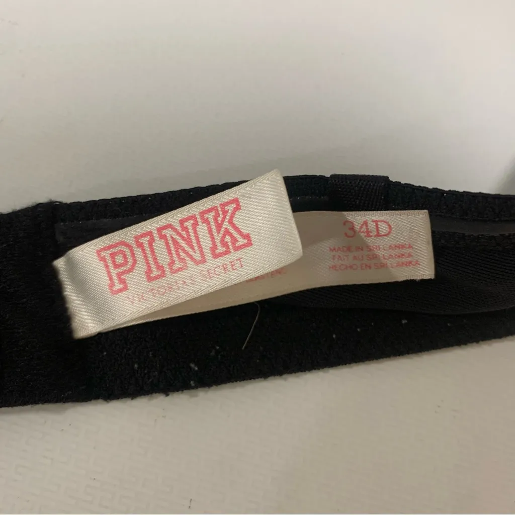 Pink Victoria Secret Black Strapless Push Up Bra - Size 34D - Image 3