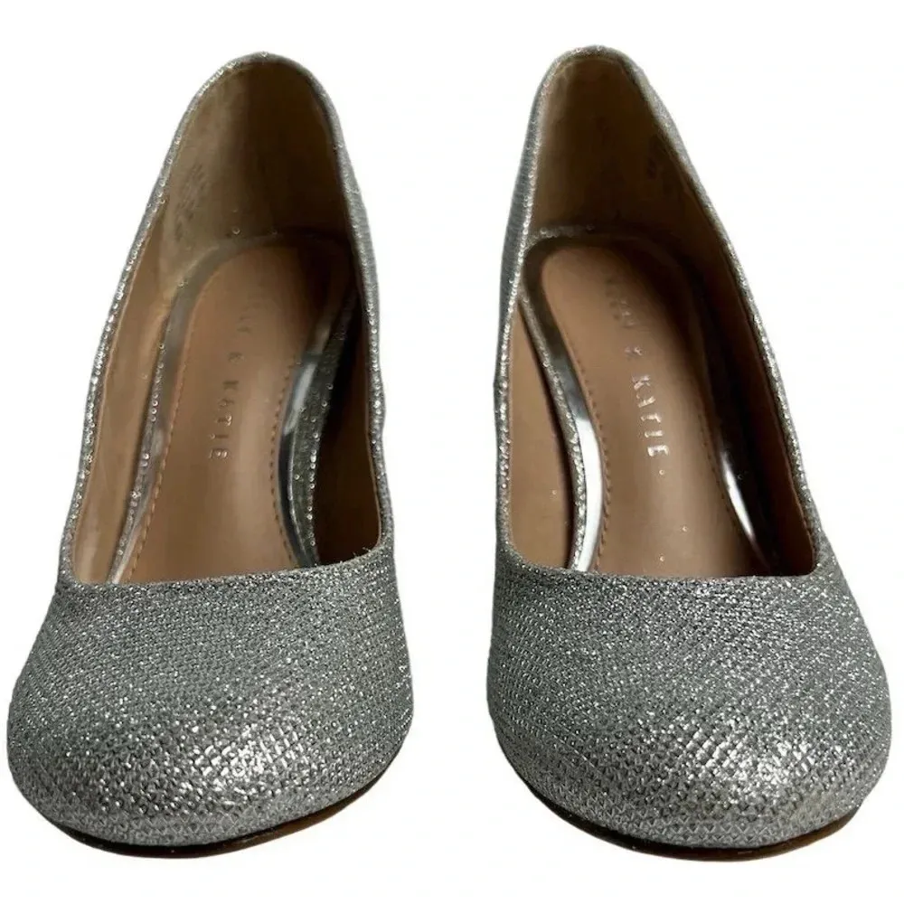 Kelly & Katie Women's Silver Glitter Pumps Size 7.5 Party Stiletto Heel - Image 12