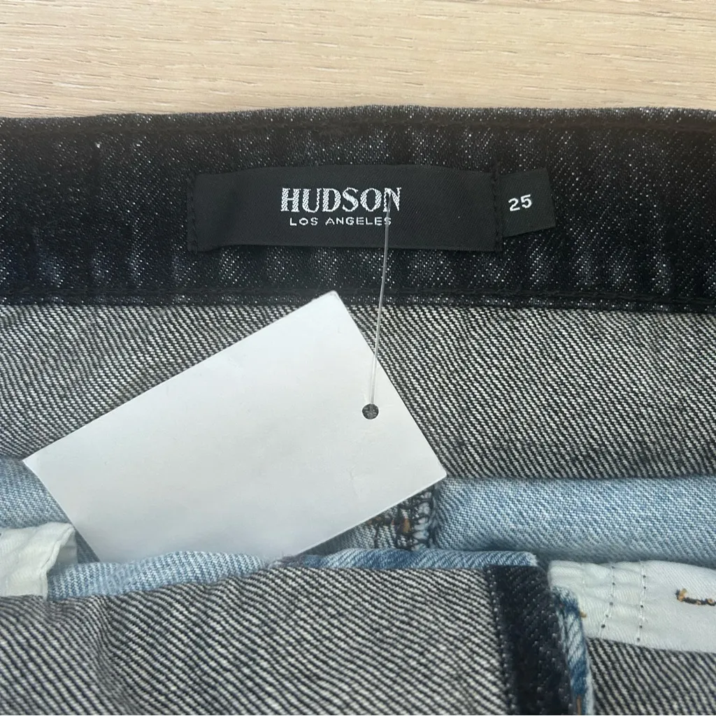 Hudson Jeans “Lulu” Denim with Black Trim Raw Hem Mini Skirt Size 25 - Image 6