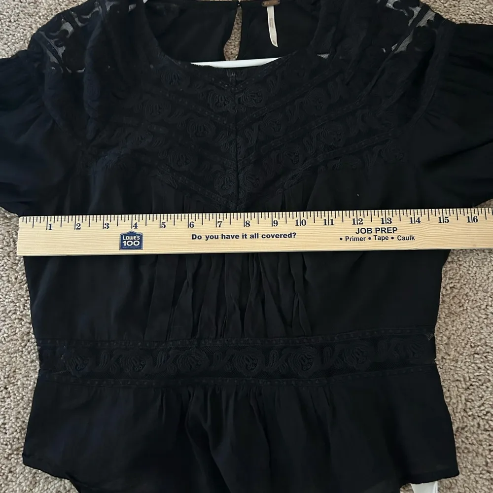 Free People Sweet Mornings Black Lace Blouse Top Size XS - Image 7