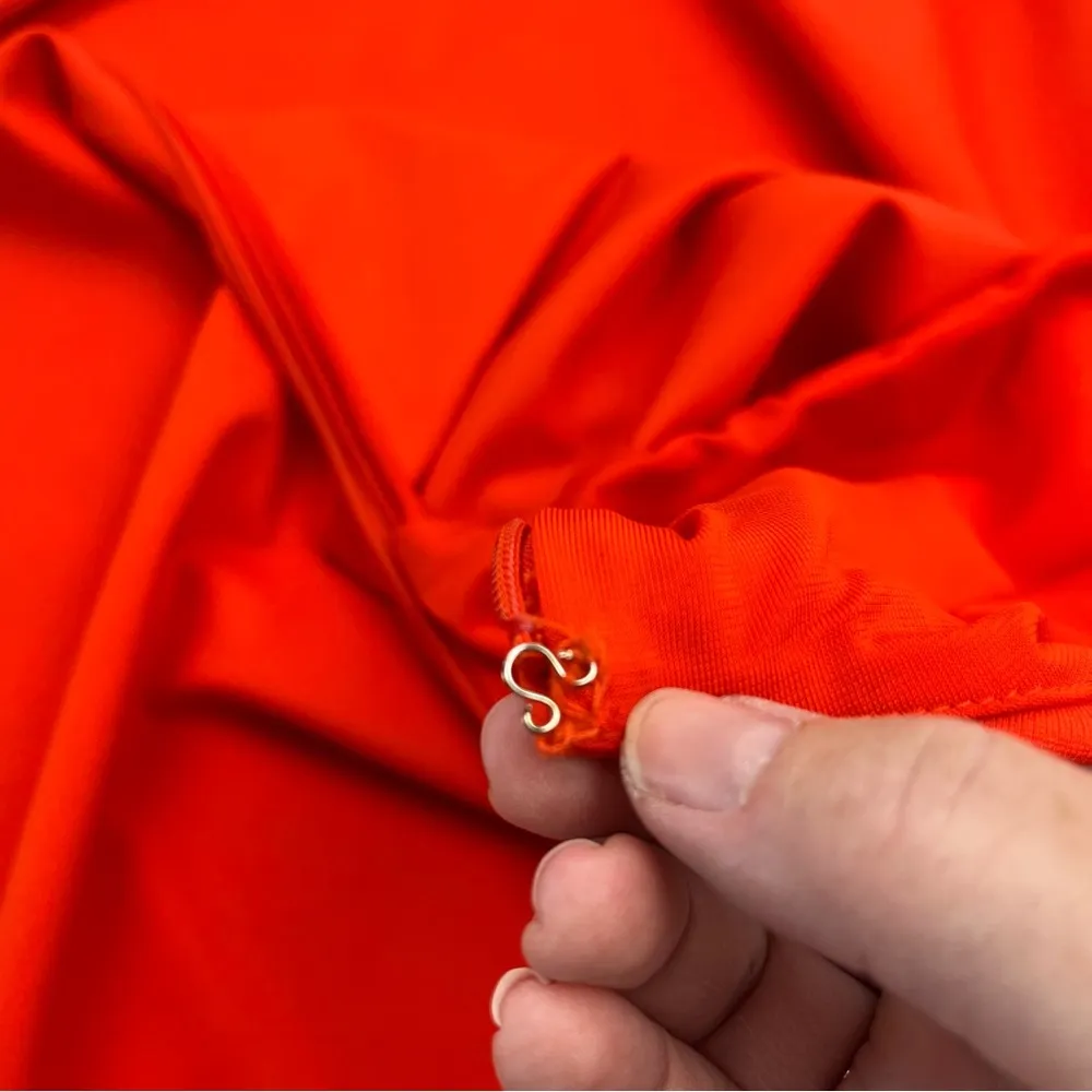 GAUGE81 Lauli Asymmetrical Halterneck Stretch Jersey Dress Large NEW *TINY FLAWS Orange - Image 14