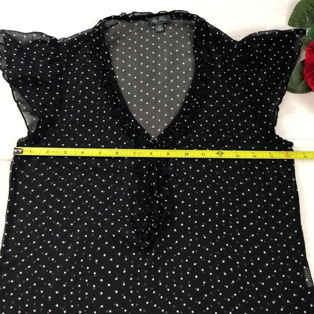 Lily Rose Black and White Polka Dot Blouse XS - Image 6