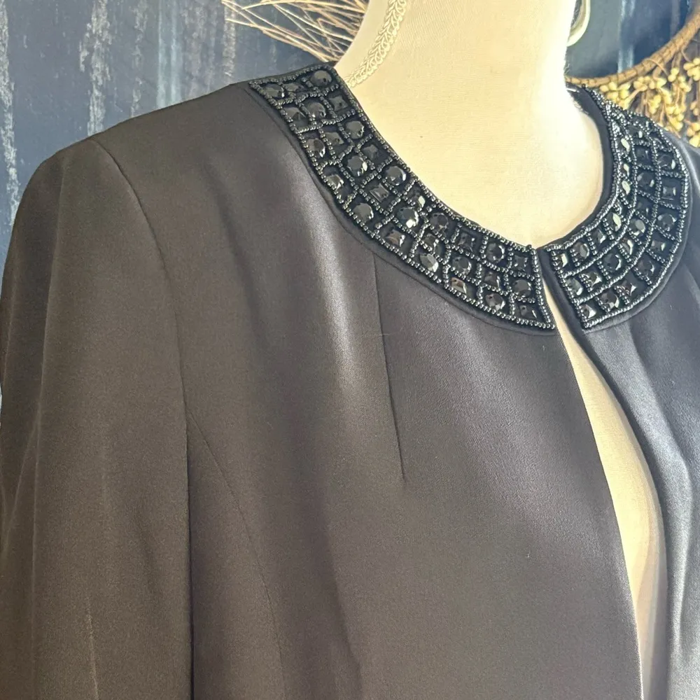 Cropped Kasper Evening Jacket with Embellished and Beaded Neckline size 12 - Image 2