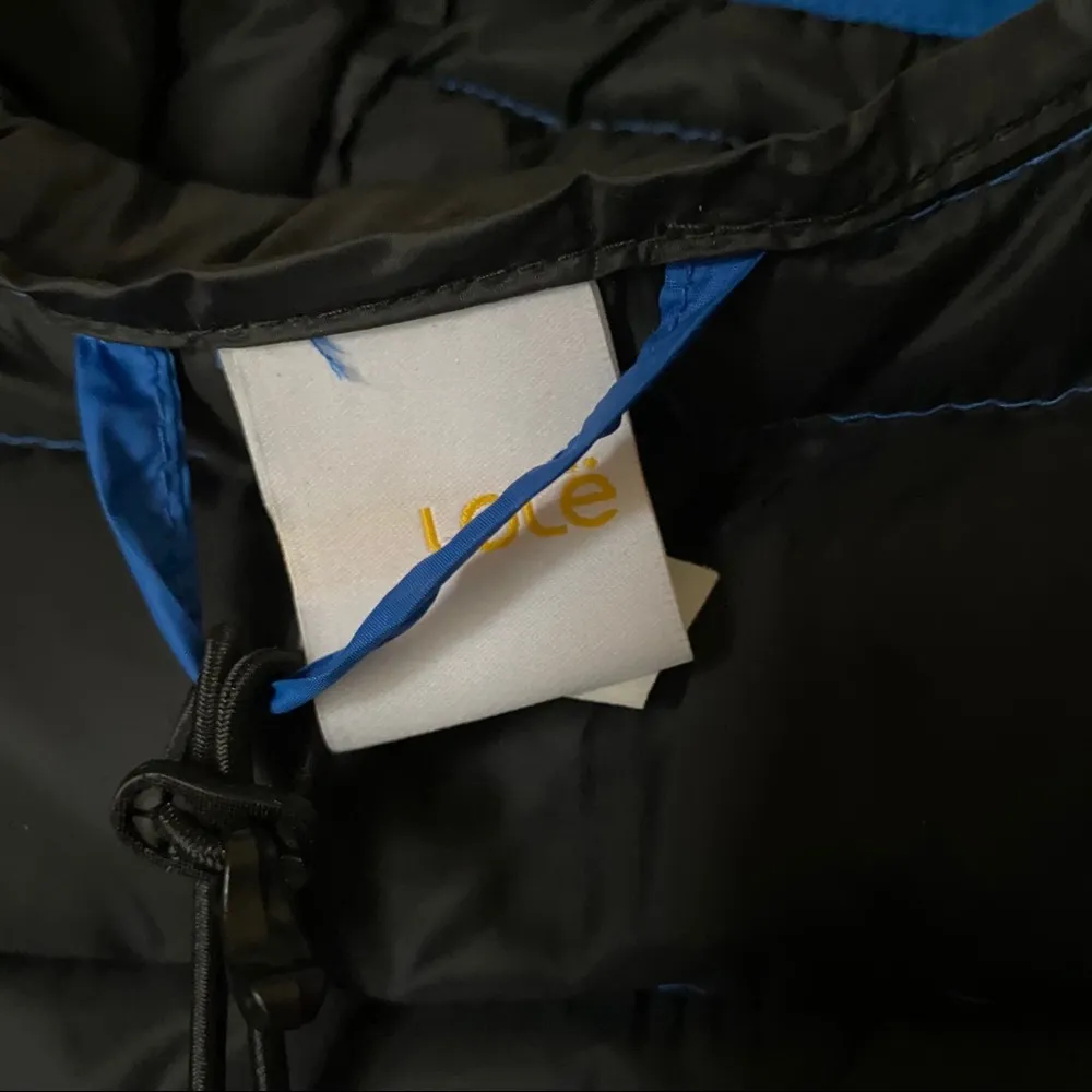 Lole blue ultra lite down quilted puffer hooded vest sz XS - Image 14