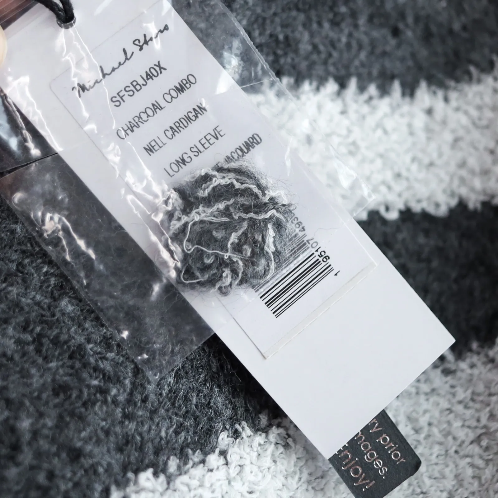 Michael Stars Tiger Striped Nell Cardigan Sweater Womens 1X Gray Charcoal NWT - Image 10