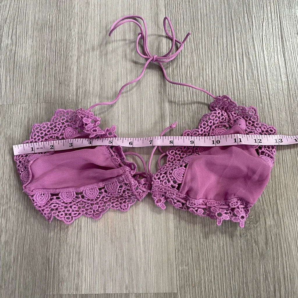 NWOT UO Out From Under Purple Halter Floral Lace Tie Bralette size Medium - Image 7