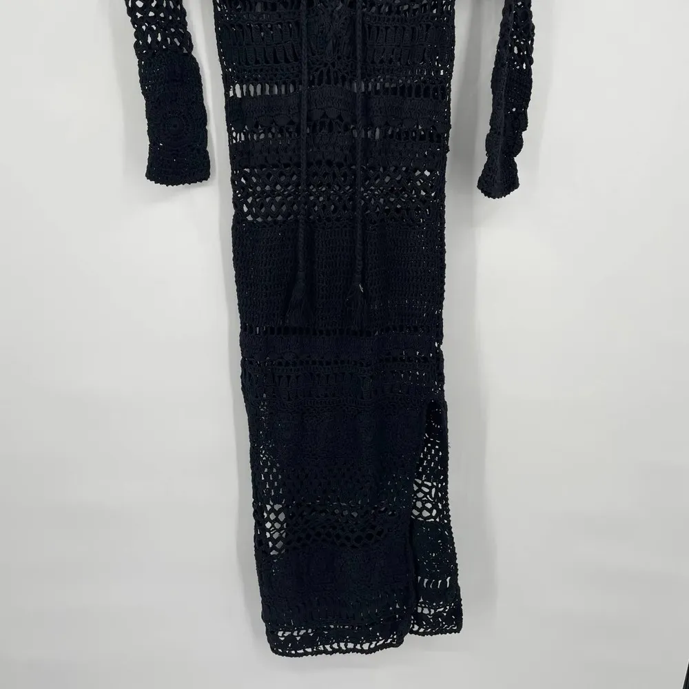 NWT Poupette St Barth Kaia Crochet Maxi Dress Medium Black Cover Up Medium - Image 3