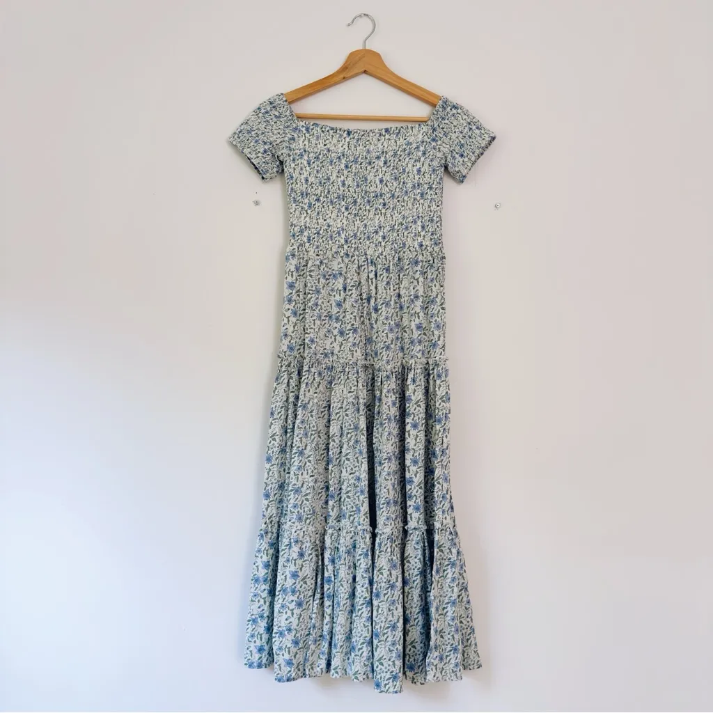 NEW Francesca’s Rosemary Off Shoulder Smocked Midi Dress Blue Size XS - Image 11