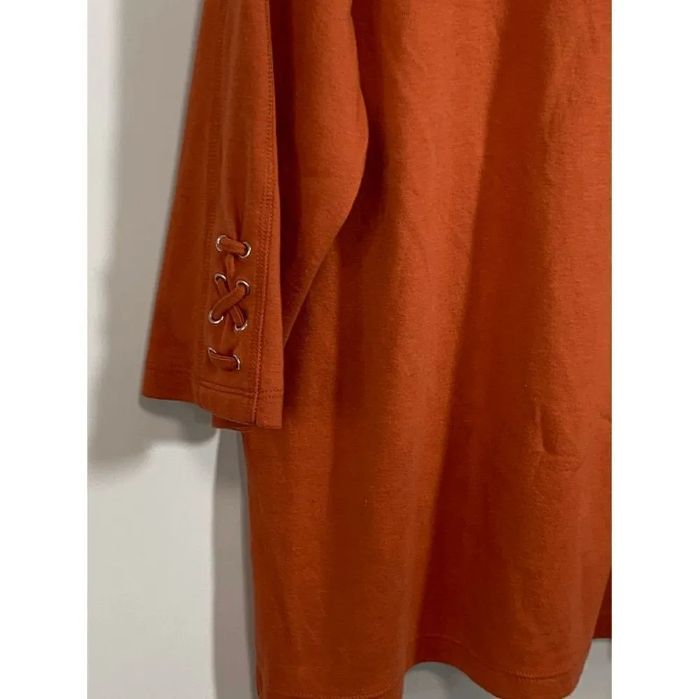Blair Womens Blouse Quarter Sleeve Scoop Neck Orange Large - Image 5