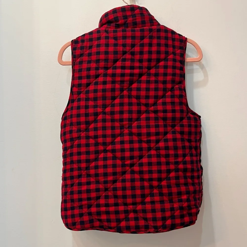 Bajee by Becool Red navy blue buffalo Quilted Vest Size small - Image 2