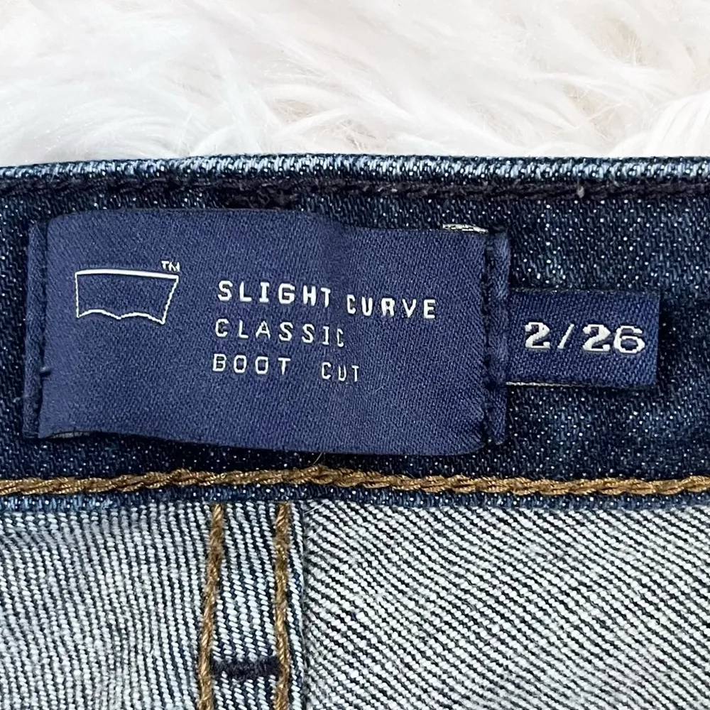 LEVI’S Slight Curve Mid-Rise Classic Bootcut Blue Denim Jeans 2/26 Dark Wash - Image 8