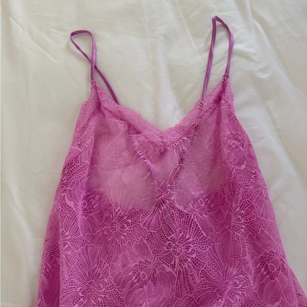 Victorias Secret Sheer Lace Slip Dress Floral Pink See Through Sexy - Image 6