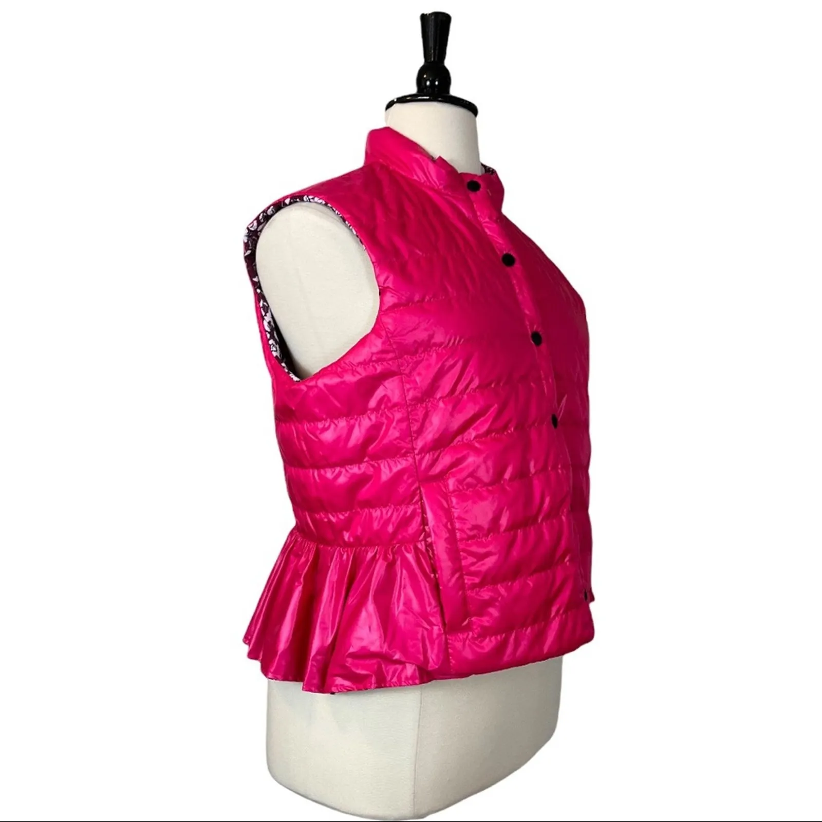 Kate Spade So Foxy Reversible Quilted Snap Front Vest Floral NWT Women's Size XL - Image 7