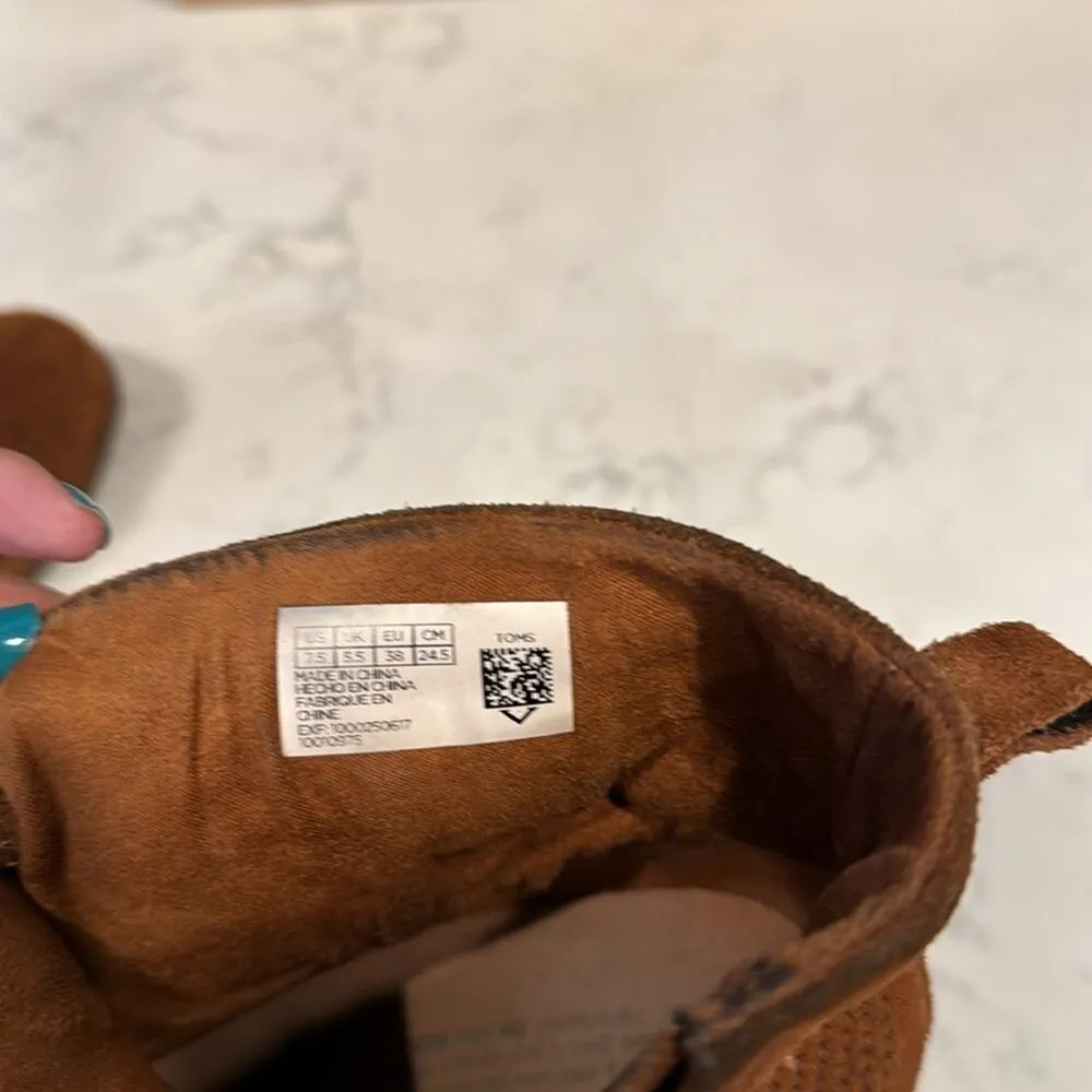 Toms Lunata Chestnut Suede Perforated Boots booties well worn still lots life - Image 9