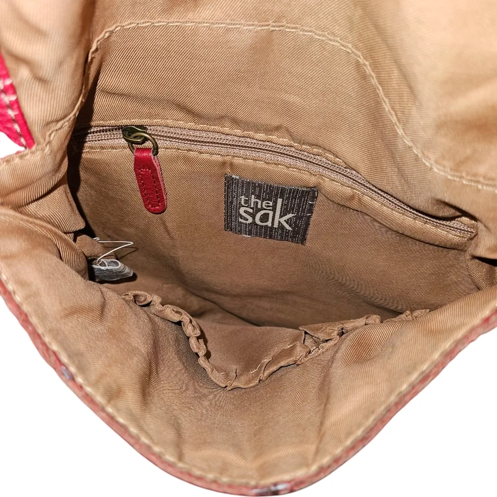 The Sak Deena Red Leather Flap Crossbody Shoulder Handbag 10 X 9 X 4”  Purse - Image 6