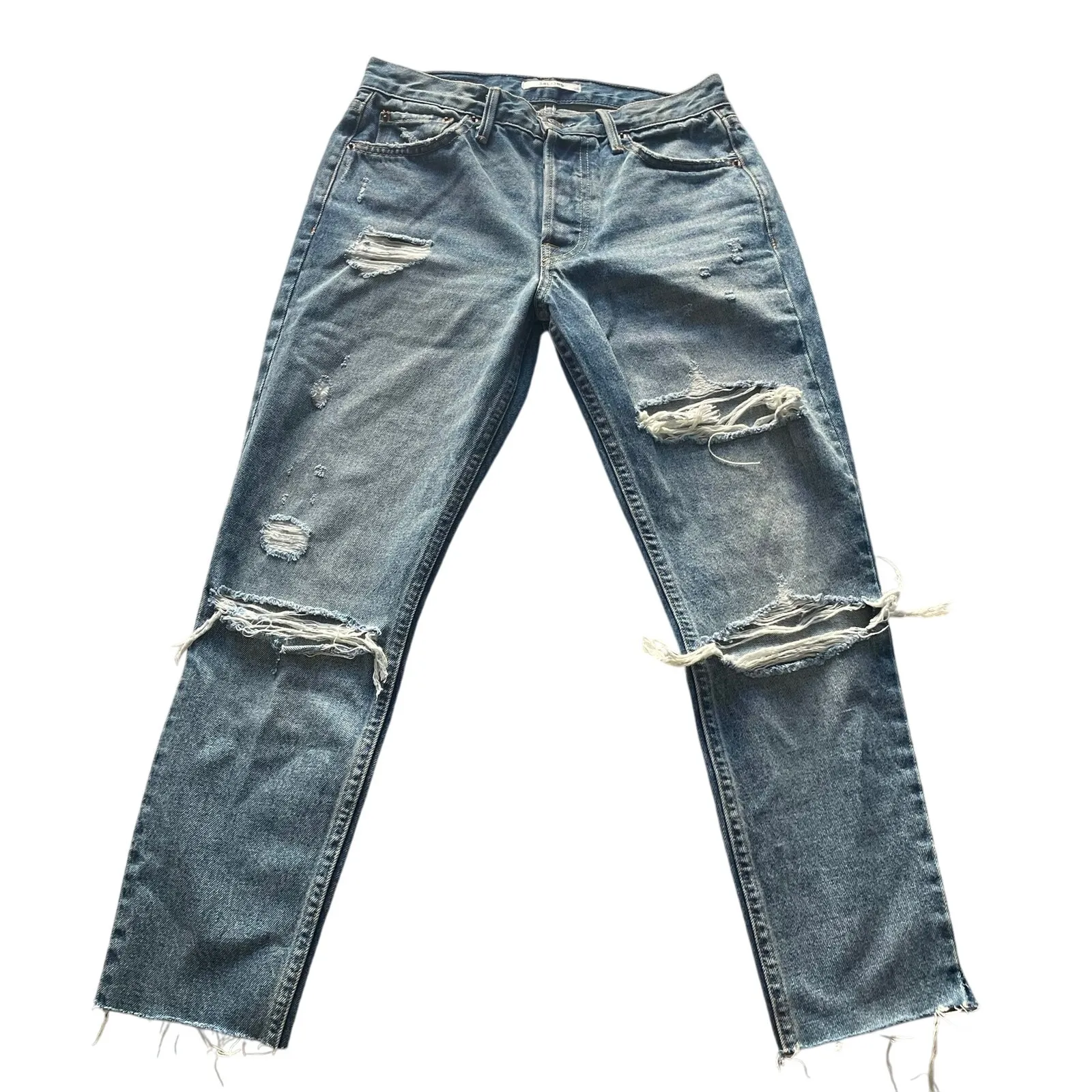 GIRLFRIEND Karolina 26 Petite Distressed Straight Leg Jeans‎ A Little More Love - Image 2