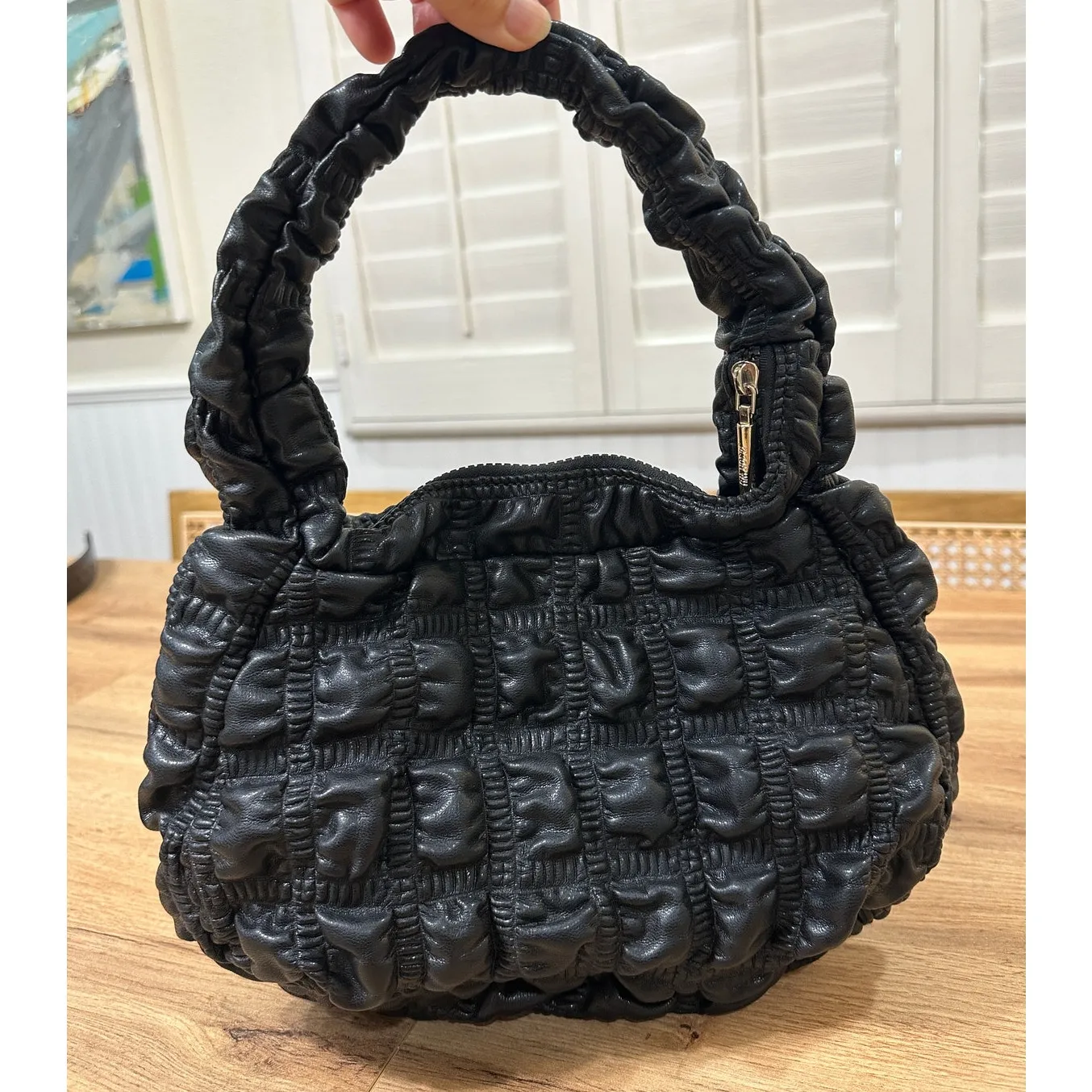 Jason Wu Fay Baguette Bag Black Vegan Leather Pre-Loved Quilted Top Handle - Image 4