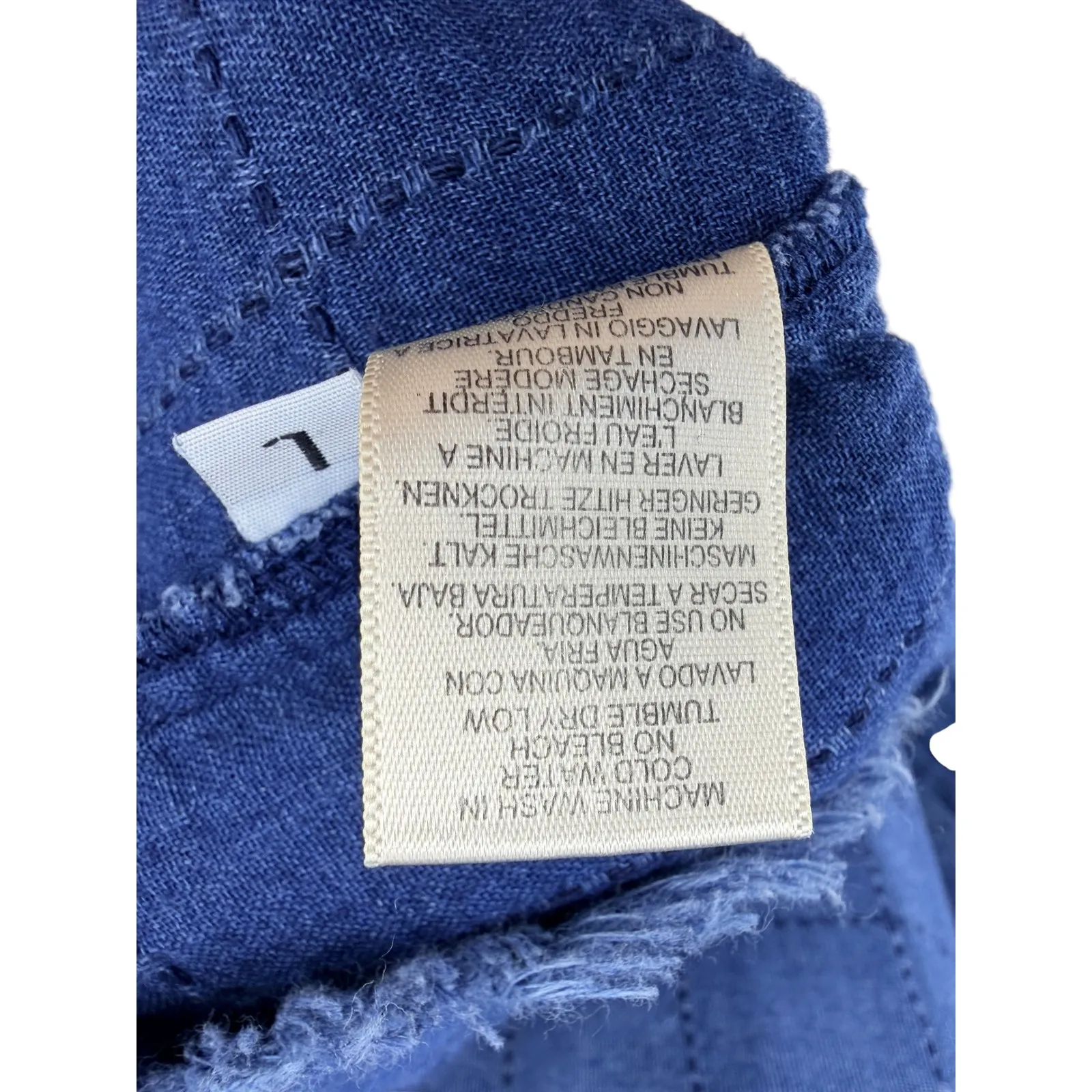 Cloth & Stone Blue Cotton Chambray Frayed Hem Denim Chambray Jean Shift Dress L - Image 7