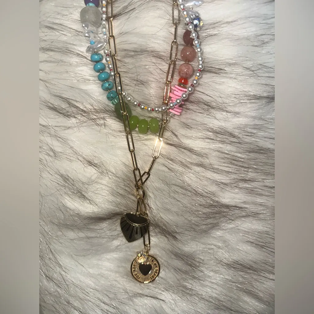 NWT Anthropologie Icon LayerNecklace Always In My Heart Necklace 14K Gold Plated - Image 2