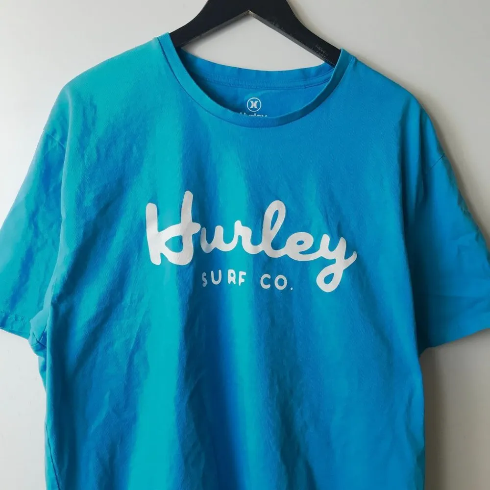 Hurley Surf Co T Shirt Blue XL Extra Large Classic Graphic Tee 100% Cotton Solid - Image 8
