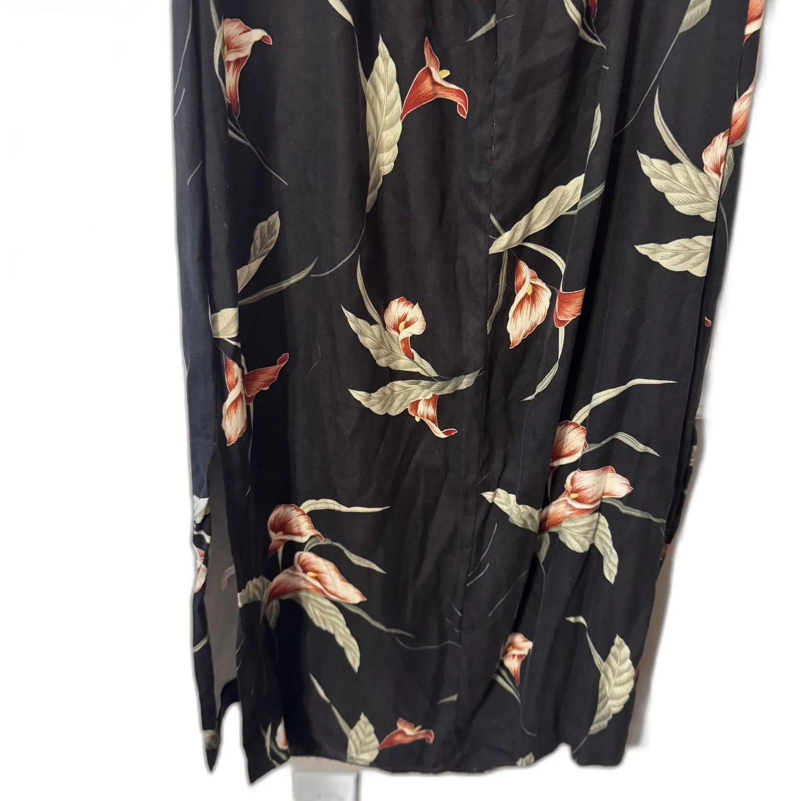 Tommy Bahama Dress Womens 14 Black Silk Floral Maxi Sleeveless Tropical Beach - Image 9