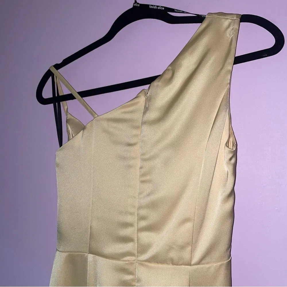 NEW Lavish Alice 4 Midi Cocktail Dress Cream Ruched Cowl Neckline - Image 7