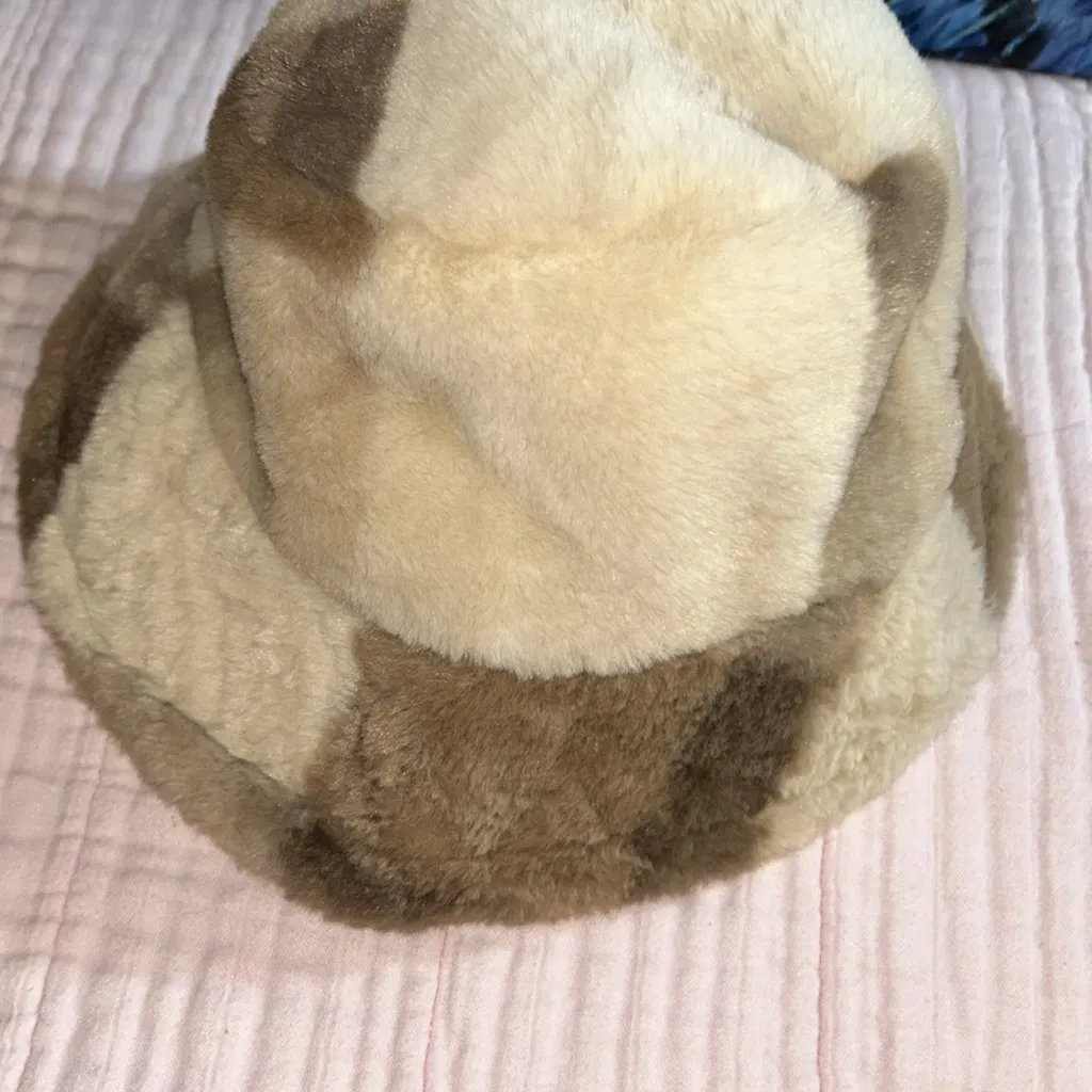 Faux Fur Bucket Hat Tan - Image 11
