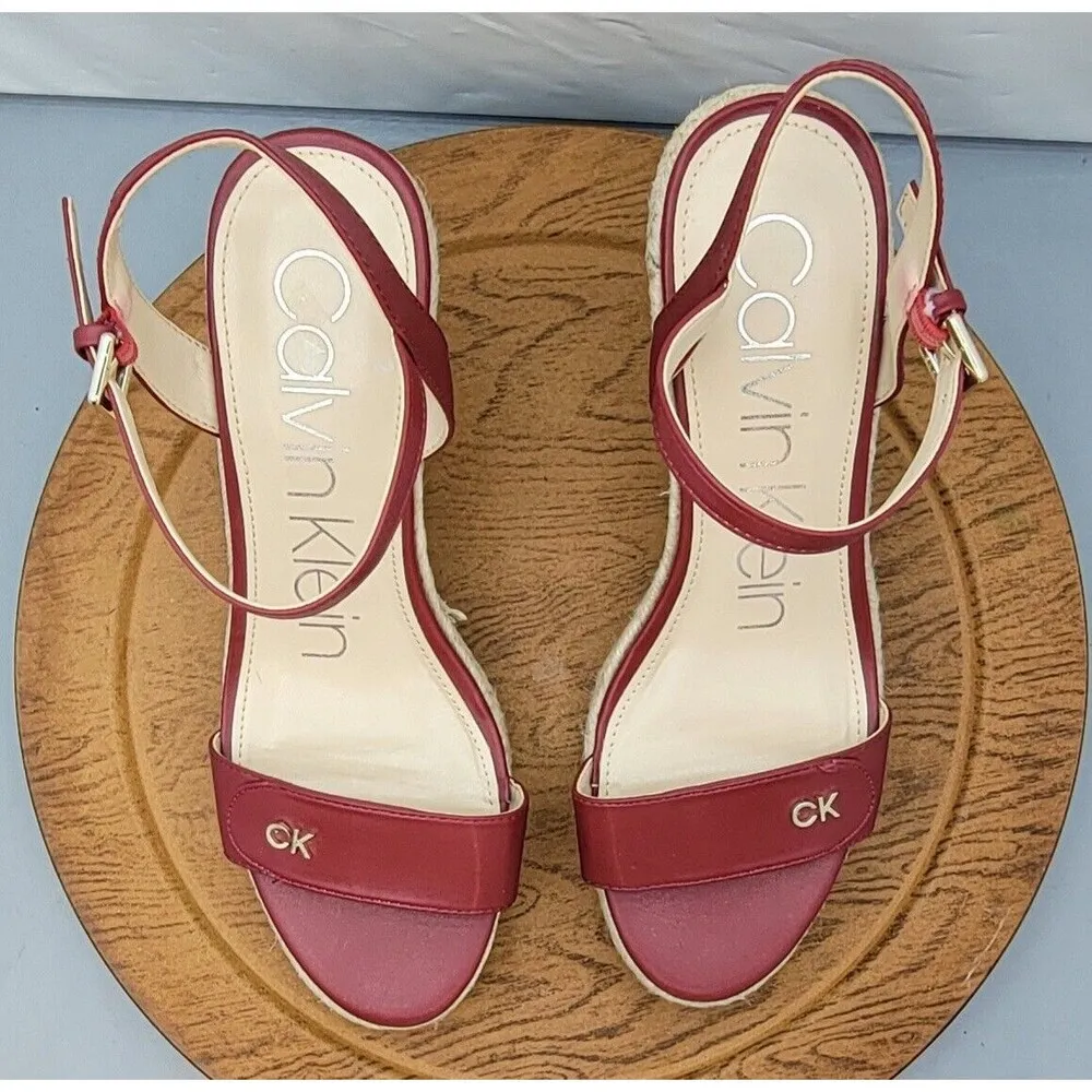 Calvin Klein Women's Hamal Wedge Sandal Cherry Red Size 10 EUC - Image 10
